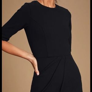 Lulus - Westwood Half Sleeve Sheath Dress - Black - Size Small
